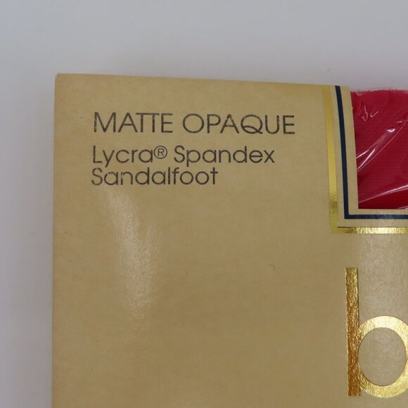 VTG Bonjour Women Small Medium S/M Matte Opaque Red Sandalfoot Pantyhose NEW - Picture 2 of 9